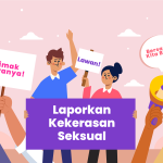 Ilustrasi perempuan sedang melaporkan kekerasan seksual.