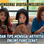Digital wellbeing - Ilustrasi anak muda bermain smartphone.