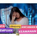 Ilustrasi perempuan yang sedang termenung memegang ponsel, mengilustrasikan pengalaman risiko keamanan digital.