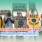 Ilustrasi orang muda sedang berdemonstrasi melawan krisis iklim